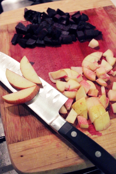 cuttin' beets and apples
